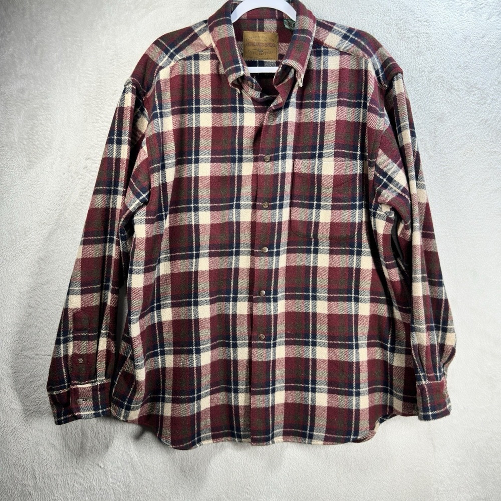 G.H. Bass & Co Mens Wool Blend Heavy Flannel Button Up Shirt Shacket Plaid Sz L